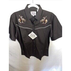 Ely Country Charmers Men’s Western Shirt Size Medium Black Embroderied Horse NWT